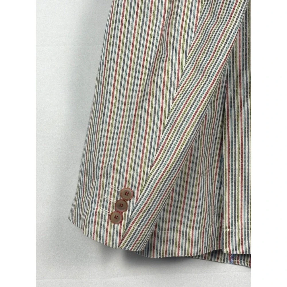 Robert Graham Mens 44 Classic Fit Linen Cotton Multi Color Stripe Blazer Jacket